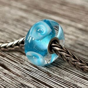 TROLLBEADS Turquoise Big Bubbles Unique LAA 925S Preowned, Beach Ocean Vibes
